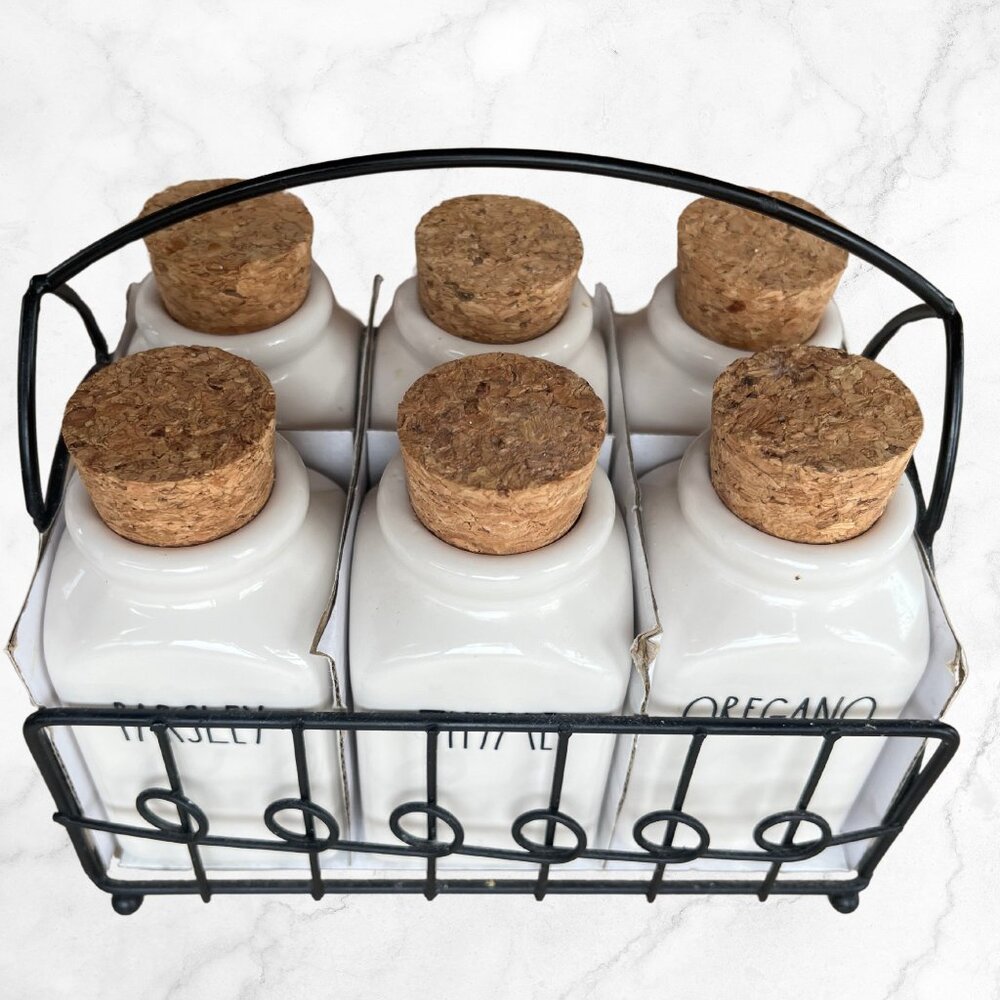 Used Rae Dunn  Ceramic - Spice - Rack - Jars - Kitchen - Organization - Storage - Picture 2 of 4